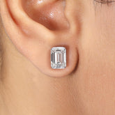 Emerald Diamond Stud Earring Crafted in 14K Gold - Push Back